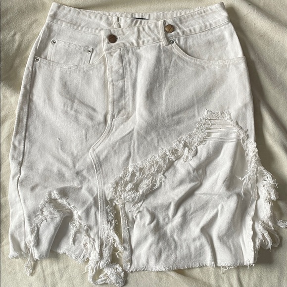 Ivory Denim Skirt - Picture 1 of 5